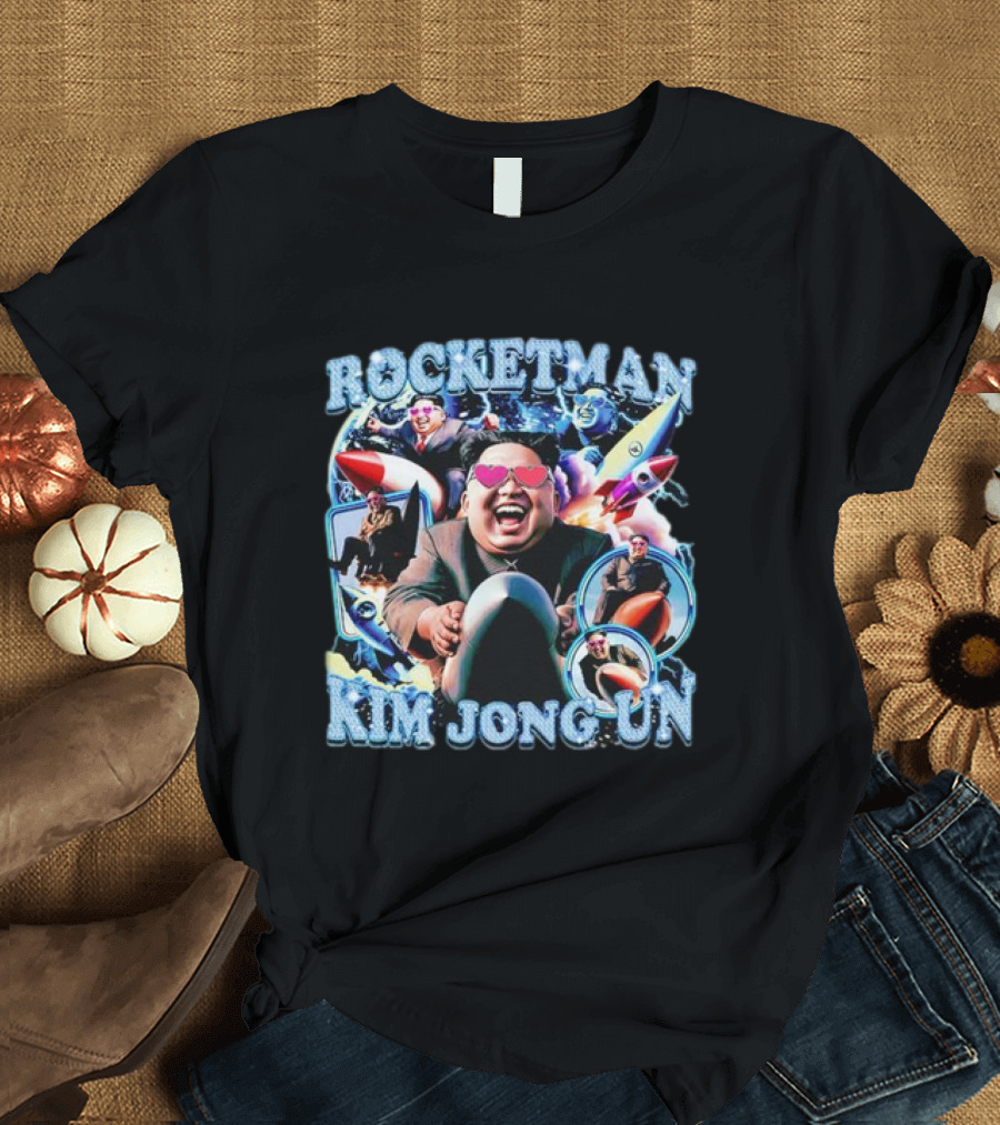 Rocketman Kim Jong Un Heart Sunglasses Missile Adventure T-Shirt