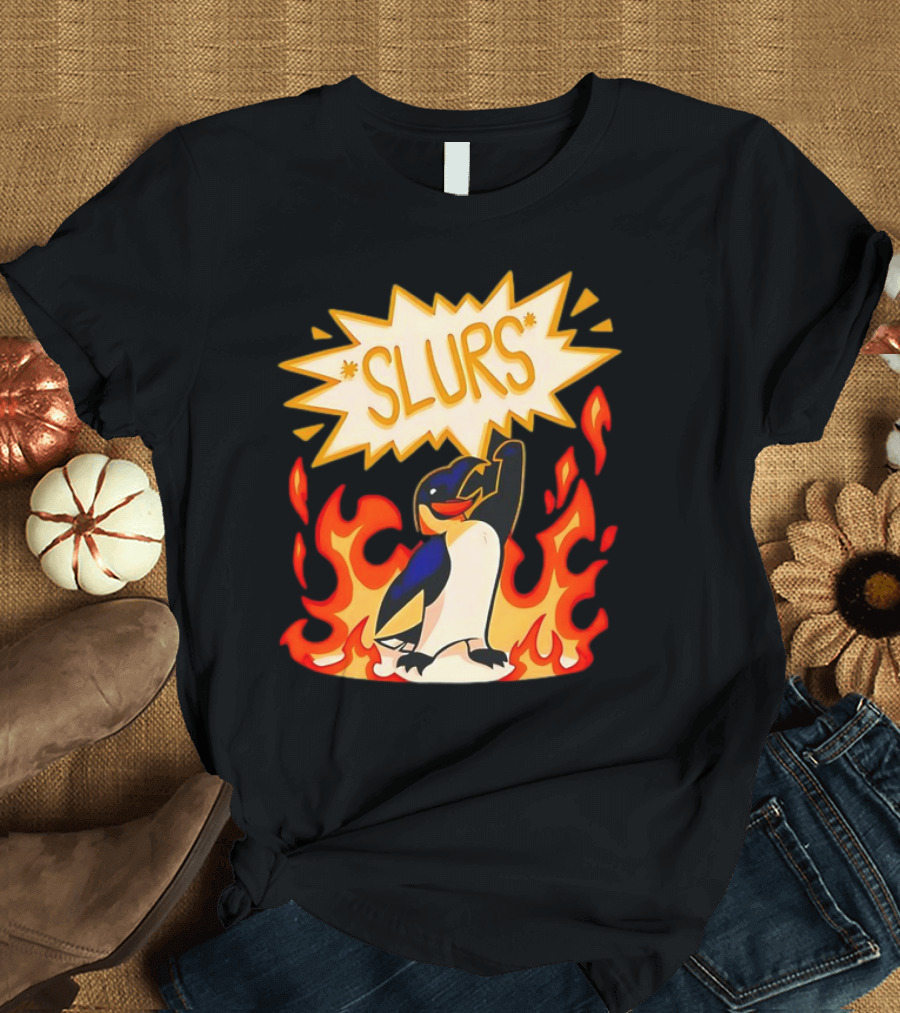 SLURS Penguin Retro in Flames T-Shirt