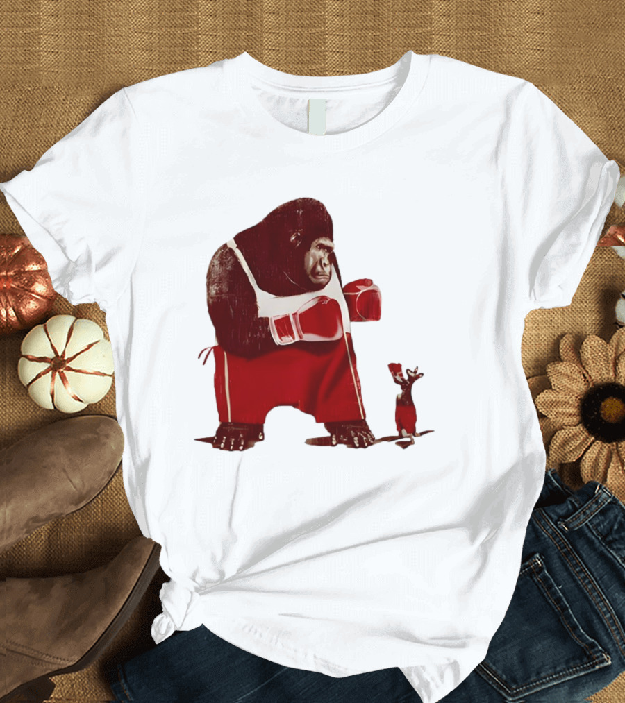 Gorilla Boxing Kangaroo Showdown in Red Boxing Gear T-Shirt