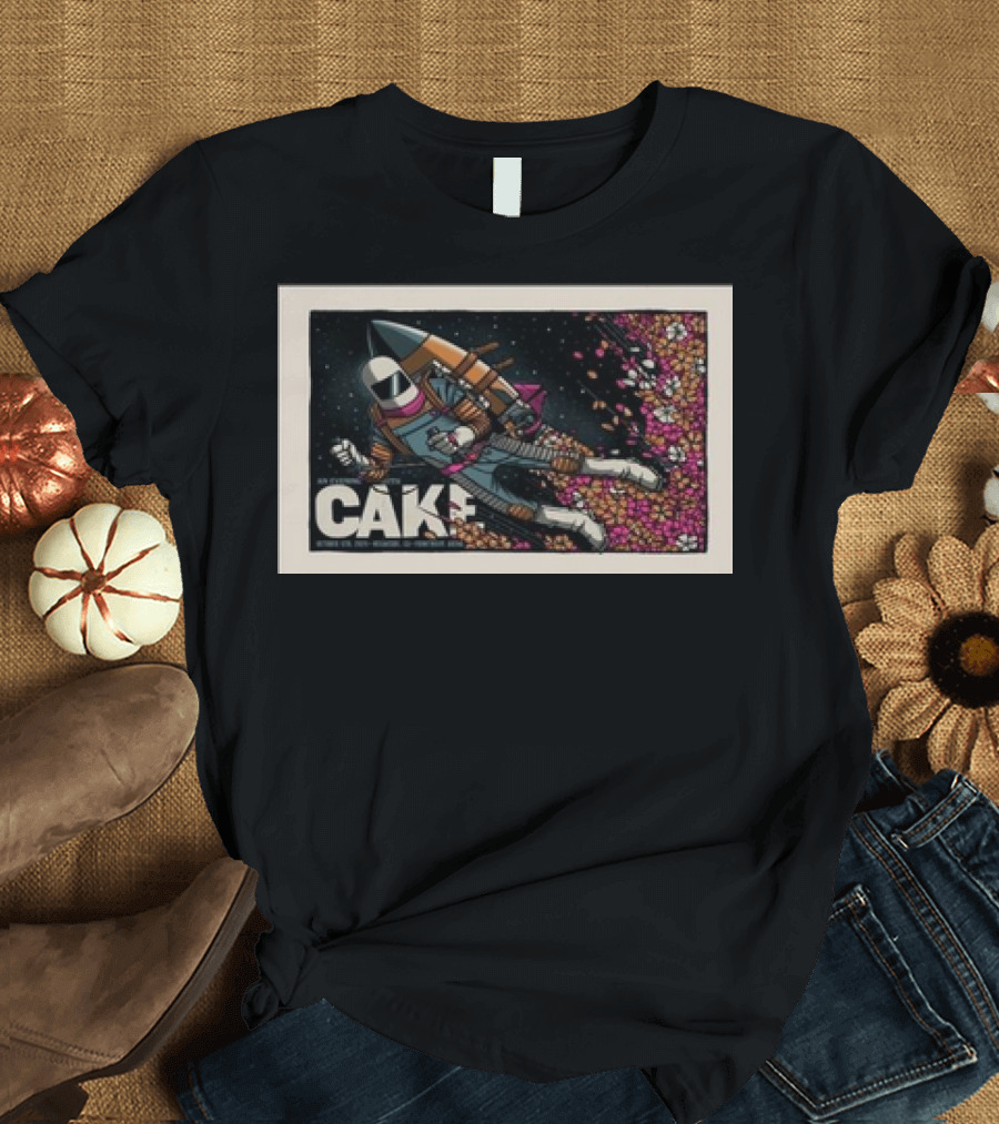 Cake Oceanside CA Frontwave Arena October 05 2024 Astronaut with Rocket and Flowers in Space T-Shirt