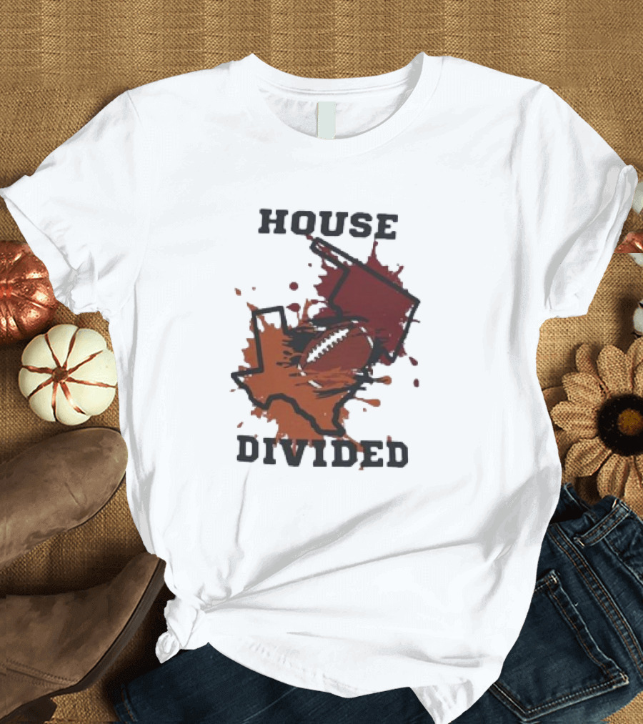 House Divided Texas Longhorns vs Oklahoma Sooners Football Rivalry T-Shirt