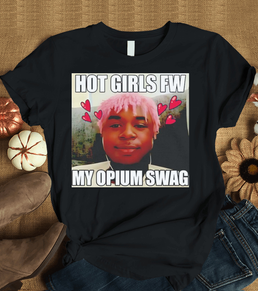 Hot Girls FW My Opium Swag Pink Hair Hearts T-Shirt