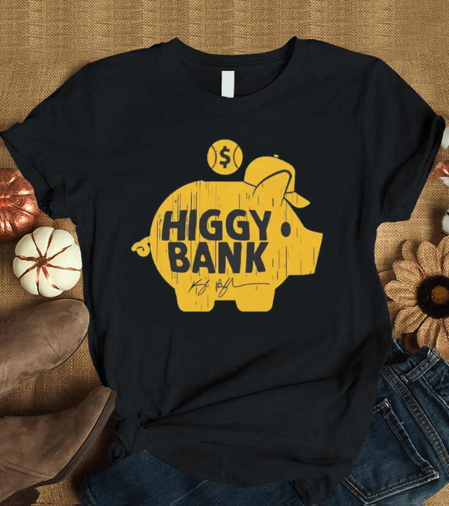 San Diego Padres Higgy Bank Kyle Higashioka Baseball Piggy Bank T-Shirt