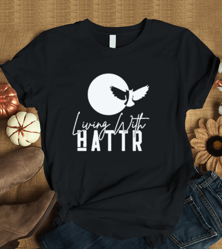 Living With Hattr Owl Moon Retro T-Shirt