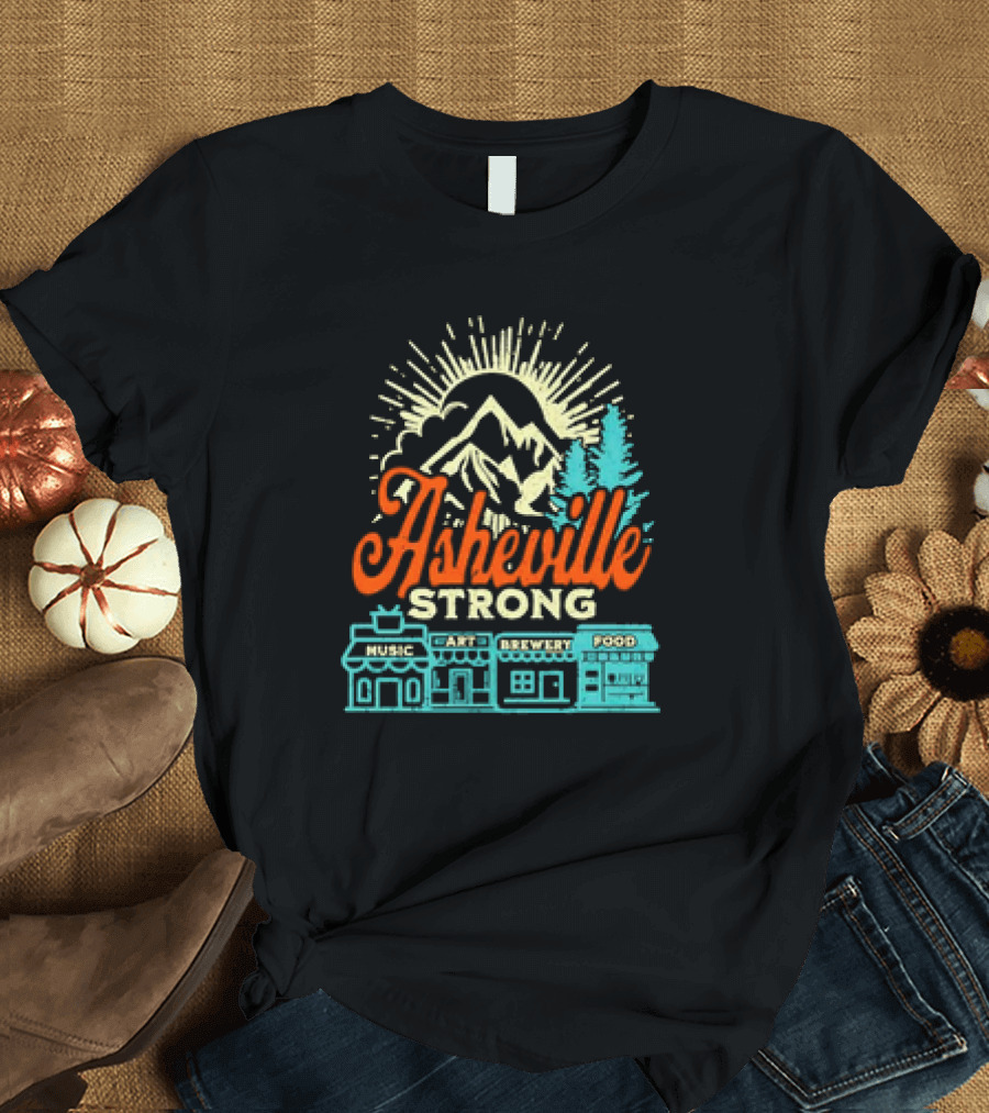 Asheville Strong Music Art Brewery Food Retro Vintage T-Shirt