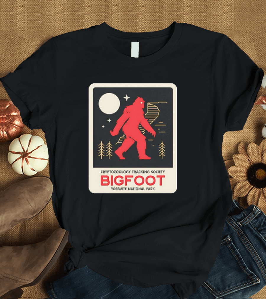 Bigfoot Cryptozoology Tracking Society Moonlit Yosemite National Park T-Shirt