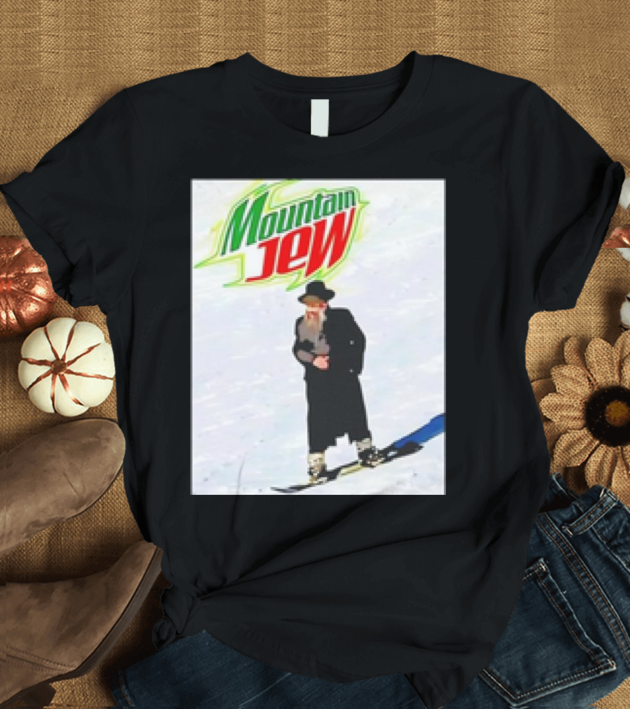 Mountain Jew Skiing Parody on Iconic Soda T-Shirt