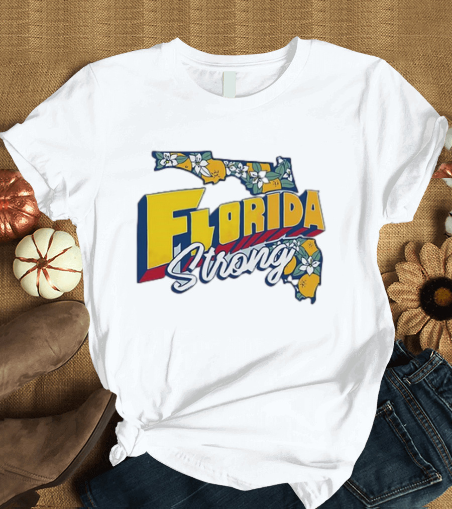 Florida Strong State Outline Orange Blossom T-Shirt