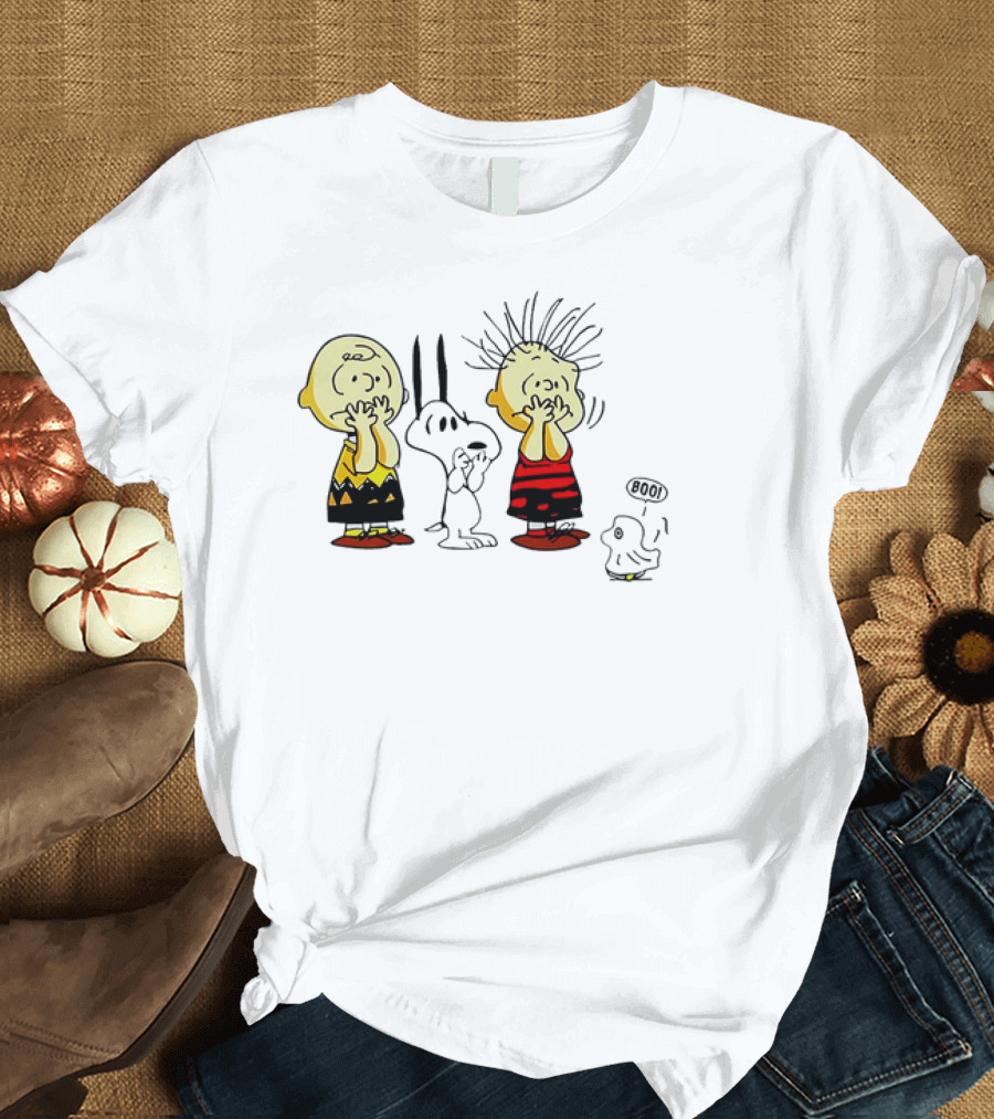 Snoopy Boo Peanuts Ghost Scare with Charlie Brown and Friends T-Shirt