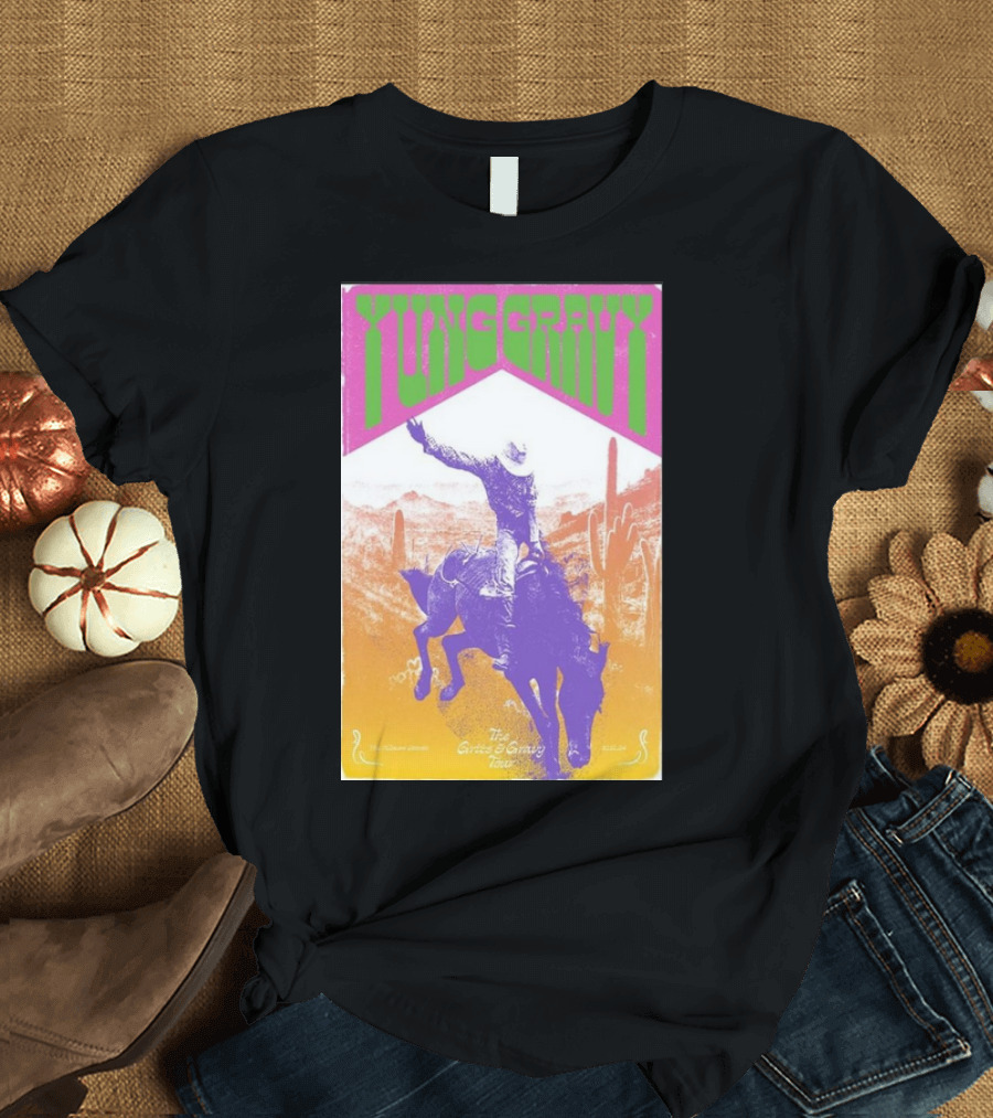 Yung Gravy The Gravy Train Tour The Fillmore Detroit In Detroit, MI Oct 12 2024 Event Rider Cactus Scene T-Shirt