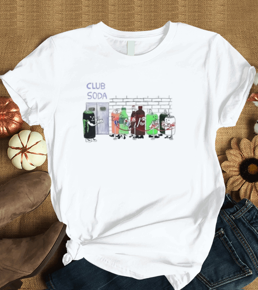 Club Soda Lineup with Colorful Cartoon Soda Bottles T-Shirt