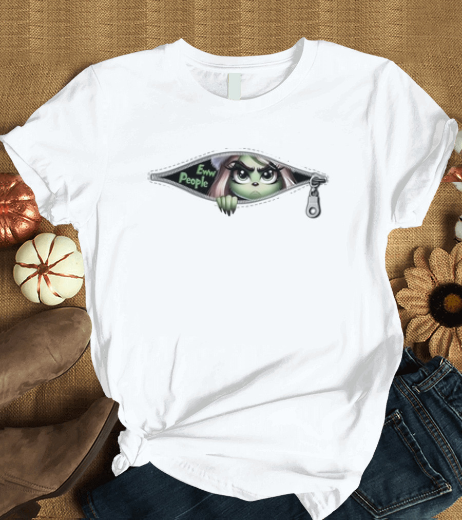 Eww People Girly Grinch Zipper Funny Christmas Movie T-Shirt