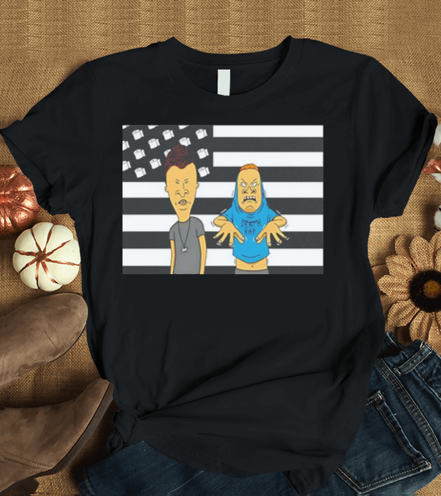Beavis and Butthead Cornholio Death Rap American Flag T-Shirt