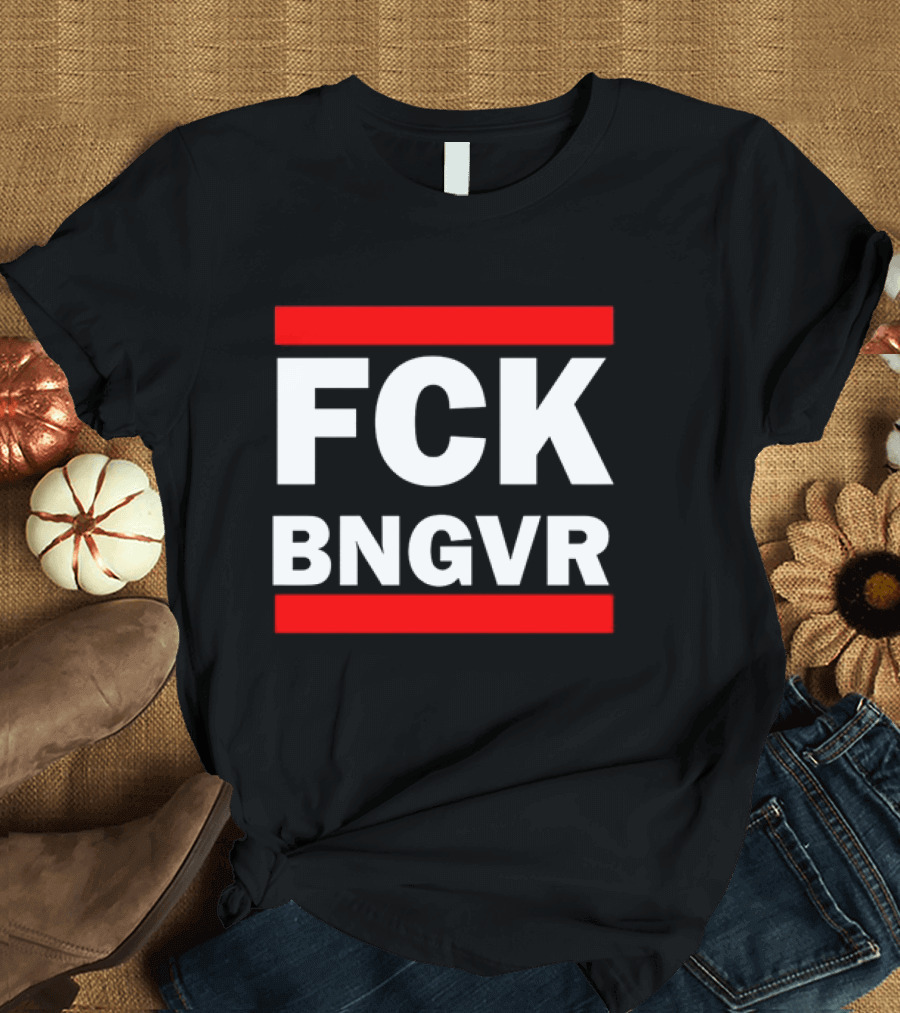Nadav Oz Salzberger FCK BNGVR Bold Red and White Block Text T-Shirt