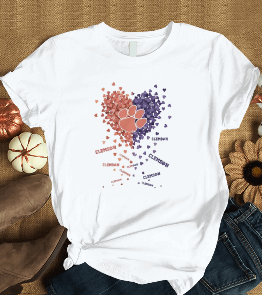 Clemson Tigers Heart Paw Print Passion T-Shirt