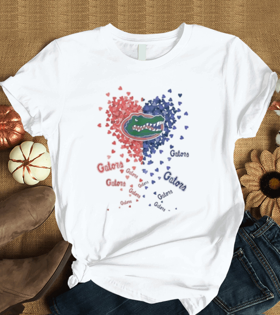 Gators Florida Heart Logo Passionate Blue Orange Colors T-Shirt