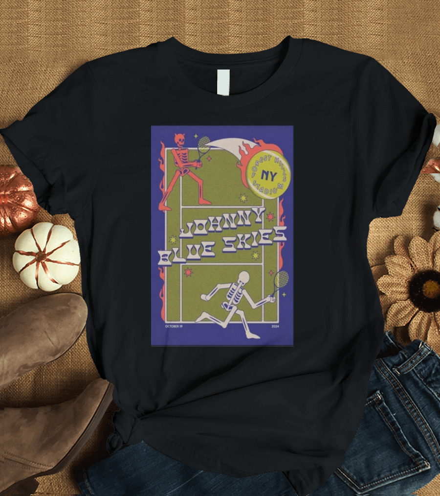 Johnny Blue Skies October 19 2024 Forest Hills Stadium NY Skeleton Tennis T-Shirt