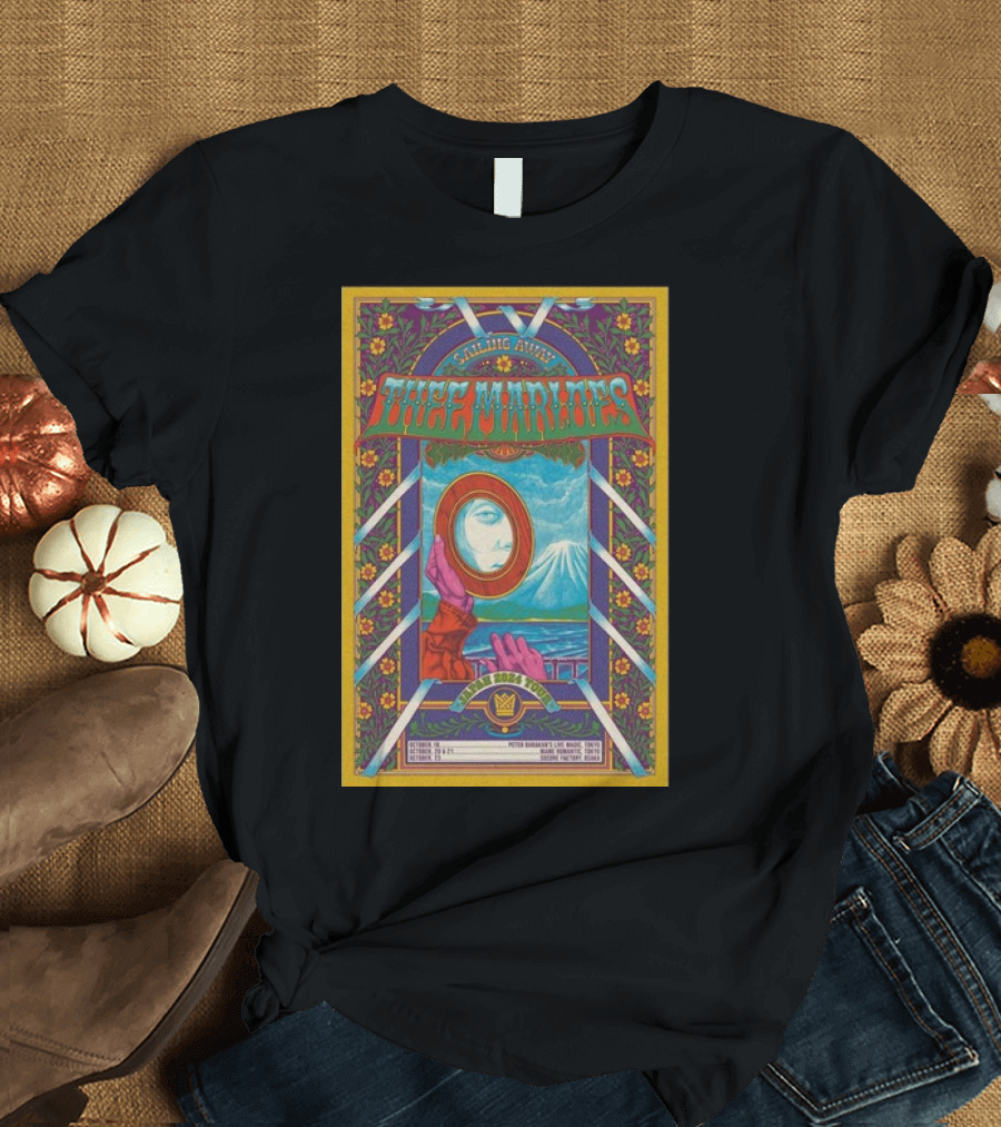 Thee Marloes Sailing Away Japan 2024 Tour Poster Mt. Fuji Psychedelic T-Shirt