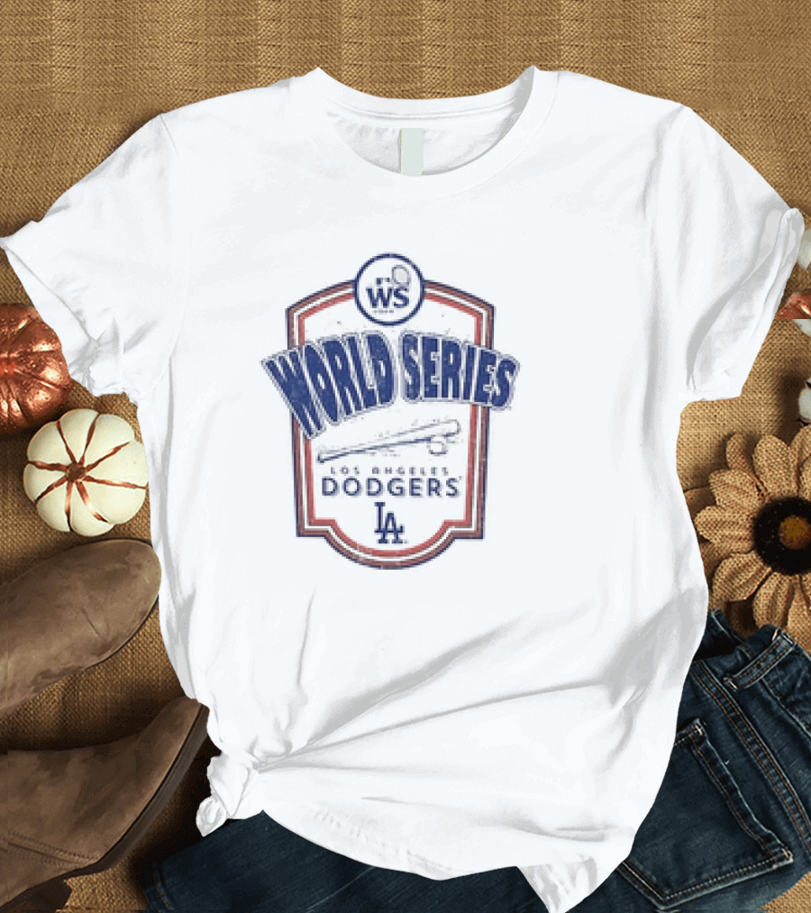 Los Angeles Dodgers WS World Series LA Logo 2024 Raglan Majestic Threads Softhand T-Shirt