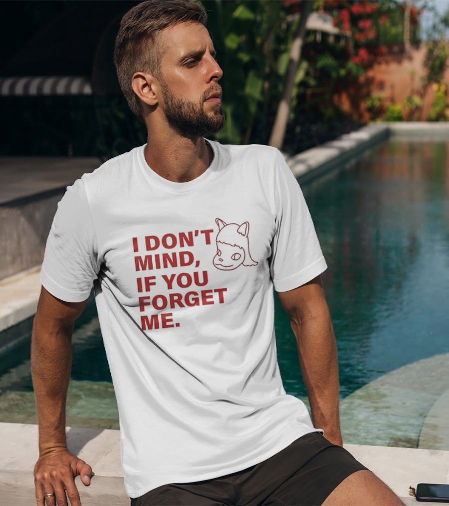 Yoshitomo Nara I Don’t Mind If You Forget Me Red Text With Character Drawing T-Shirt
