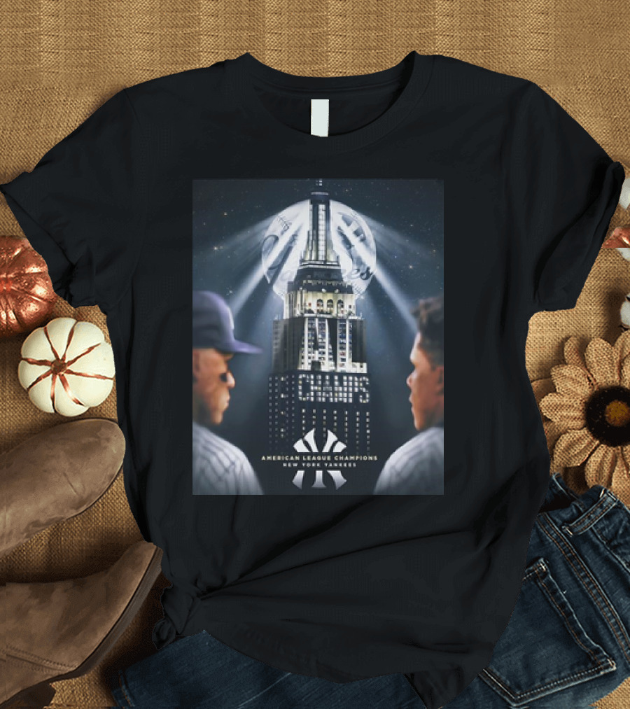 New York Yankees 2024 American League Champions Empire State Building Spotlight T-Shirt