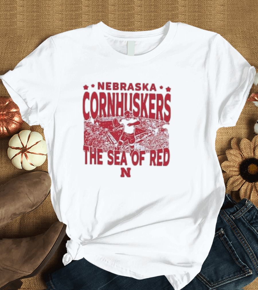 Nebraska Cornhuskers The Sea Of Red Stadium Scene T-Shirt