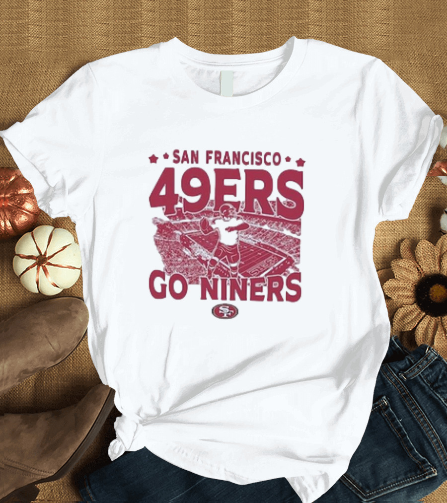 San Francisco 49ers Go Niners Vintage Stadium Football T-Shirt