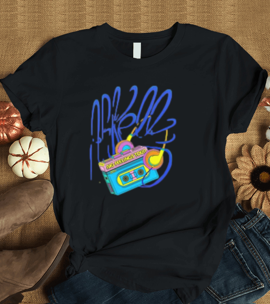 Arkellsmusic Big Feeling 2024 Tour Neon Boombox Headphones T-Shirt