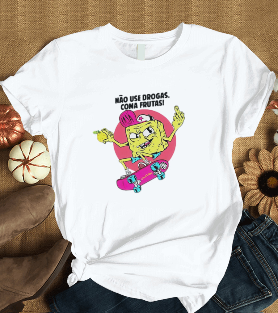 Venom Não Use Drogas Coma Frutas Skateboarding Cartoon Roswell New Mexico 1947 UFO Beam T-Shirt