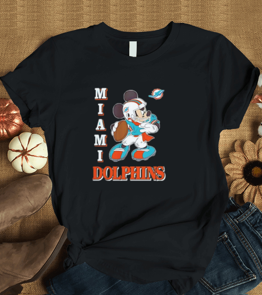 Mickey Mouse Miami Dolphins Football T-Shirt