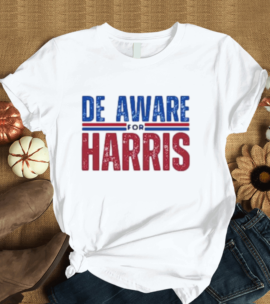 Delaware Aware for Harris Walz 2024 Against Anti Trump T-Shirt