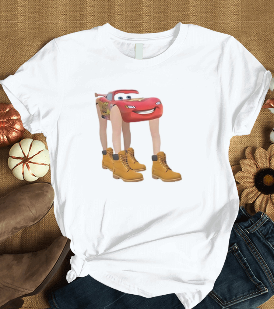 Lightning McQueen with Legs Cartoon Boots T-Shirt