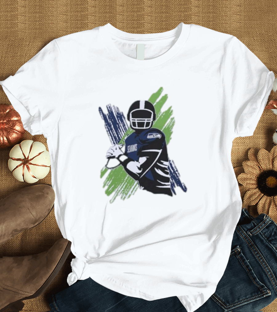 Seattle Seahawks Starter Player X Blue Green Football T-Shirt