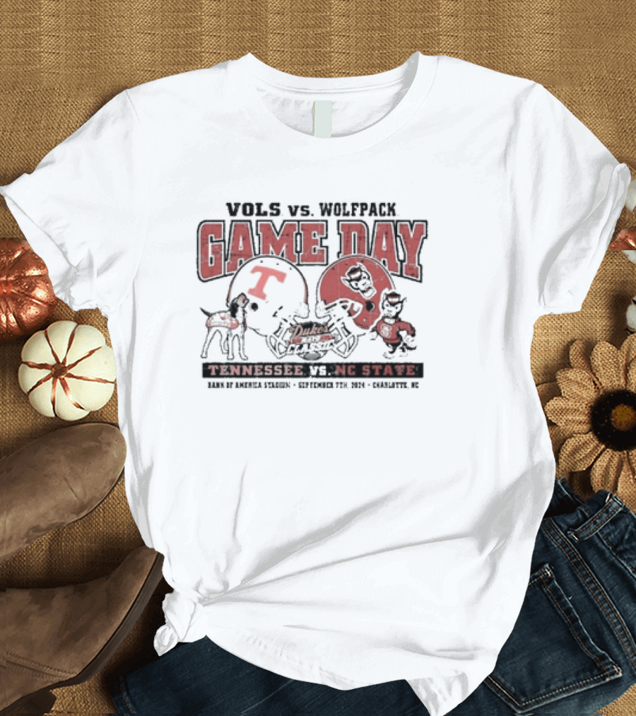 Vols vs. Wolfpack Tennessee vs. NC State Duke's Mayo Classic Game Day September 7th, 2024 Bank of America Stadium Charlotte, NC T-Shirt