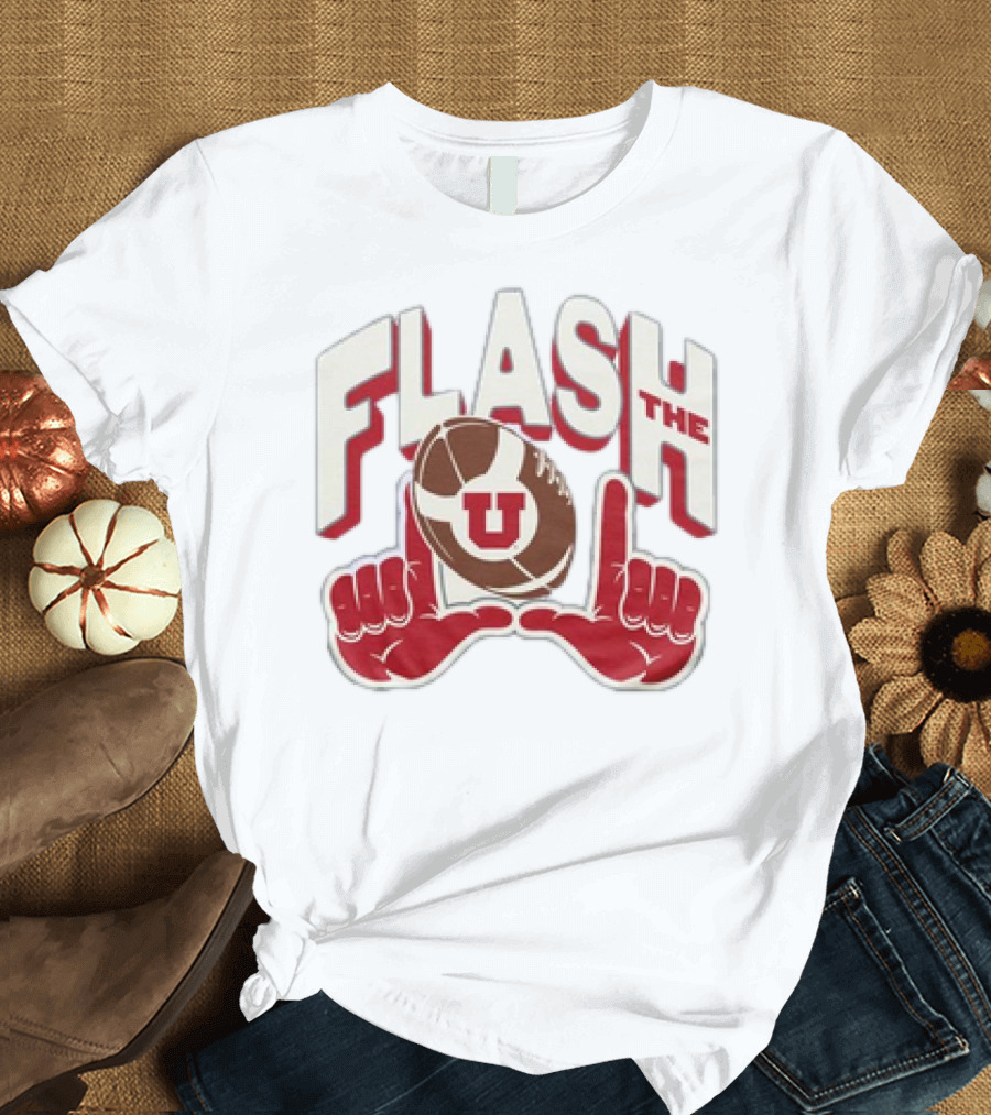 Utah Utes Flash the U Football Logo with Red Hand Gesture T-Shirt