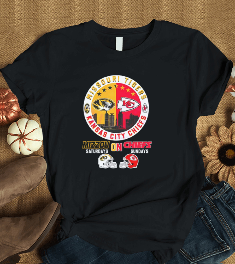 Missouri Tigers Mizzou Saturdays Kansas City Chiefs Sundays T-Shirt