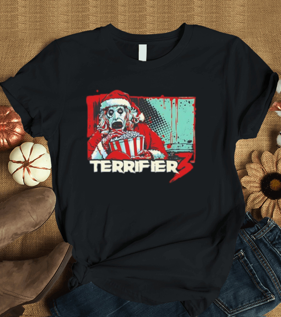 Terrifier 3 Santa Popcorn Horror Scene T-Shirt