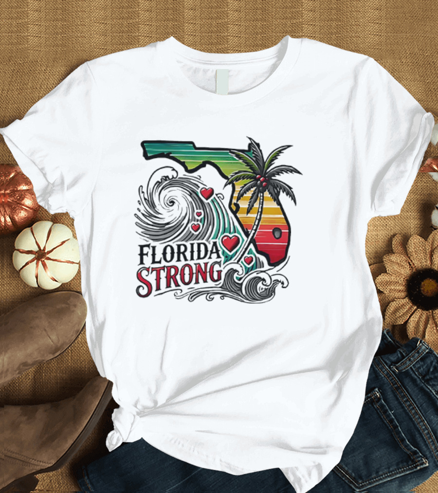 Florida Strong Wave Palm Heart T-Shirt