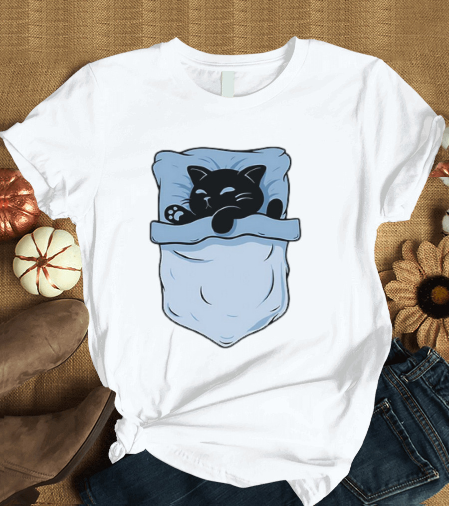 Pocket Nap Sleeping Cat Cuteness Cozy in Your Pocket T-Shirt
