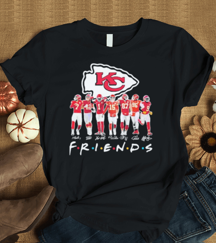 Friends Kansas City Chiefs 2024 Players Signatures NFL Football T-Shirt