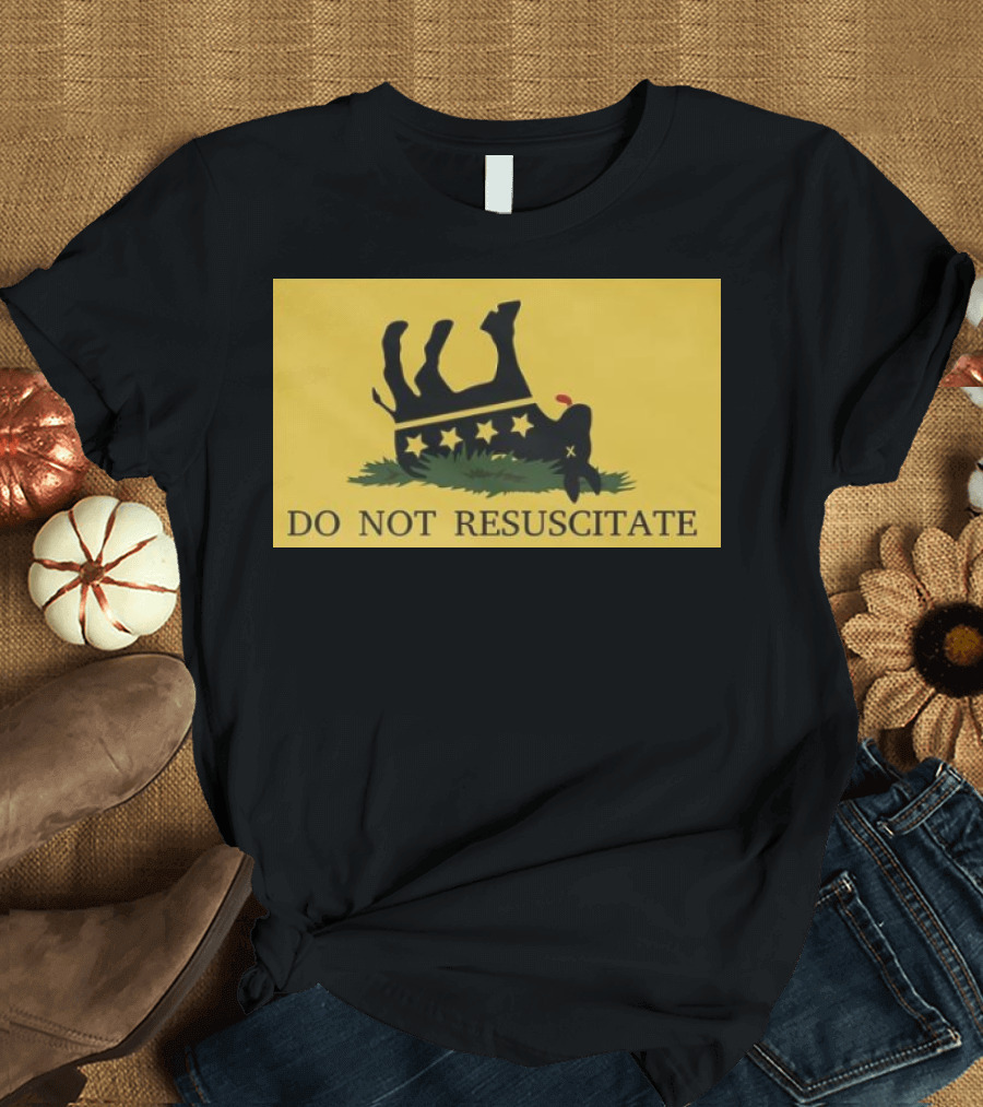 Do Not Resuscitate Black Donkey Flag with Stars and Yellow Background T-Shirt
