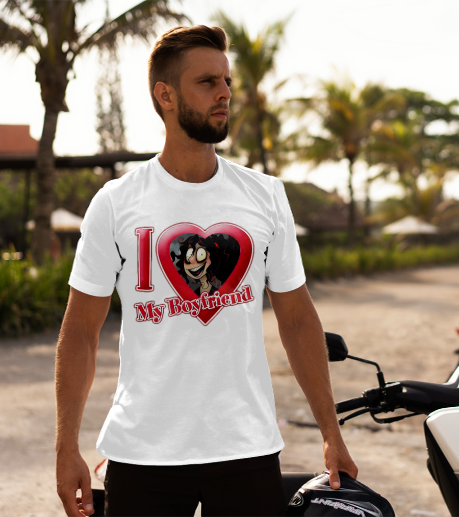 I Love My Boyfriend Heart Cartoon Face T-Shirt