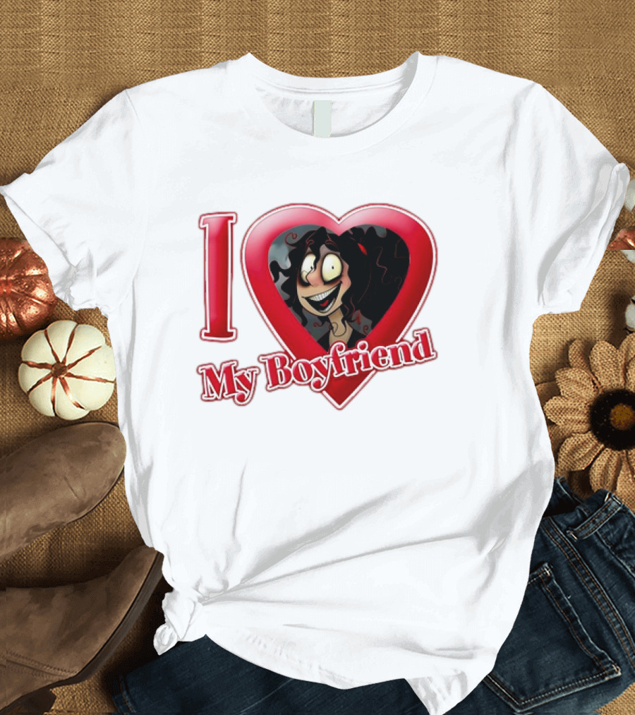 I Love My Boyfriend Heart Cartoon Face T-Shirt