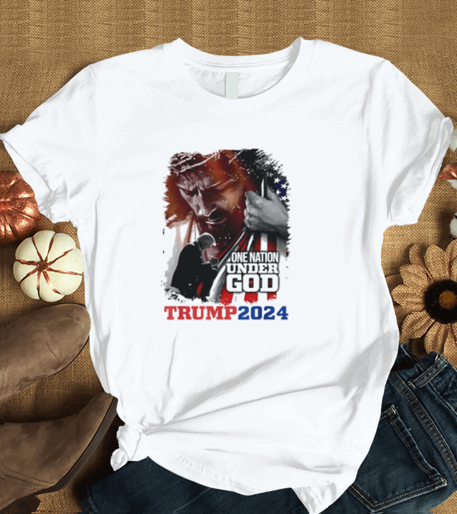 One Nation Under God Trump 2024 American Christian T-Shirt