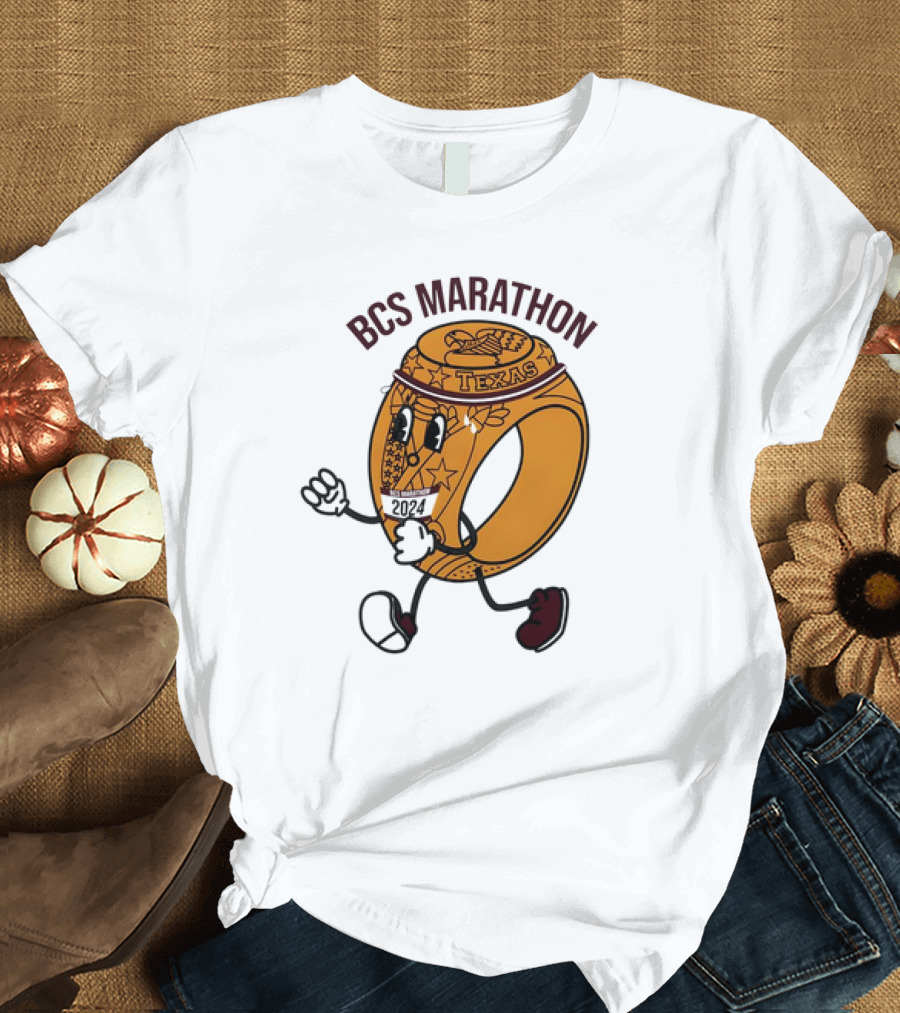 Texas BCS Marathon 2024 Running Ring Character T-Shirt