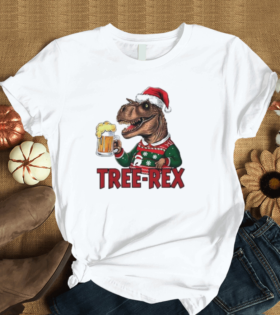 Christmas Tree-Rex Ugly Sweater Merry Beer Dinosaur Trex T-Shirt