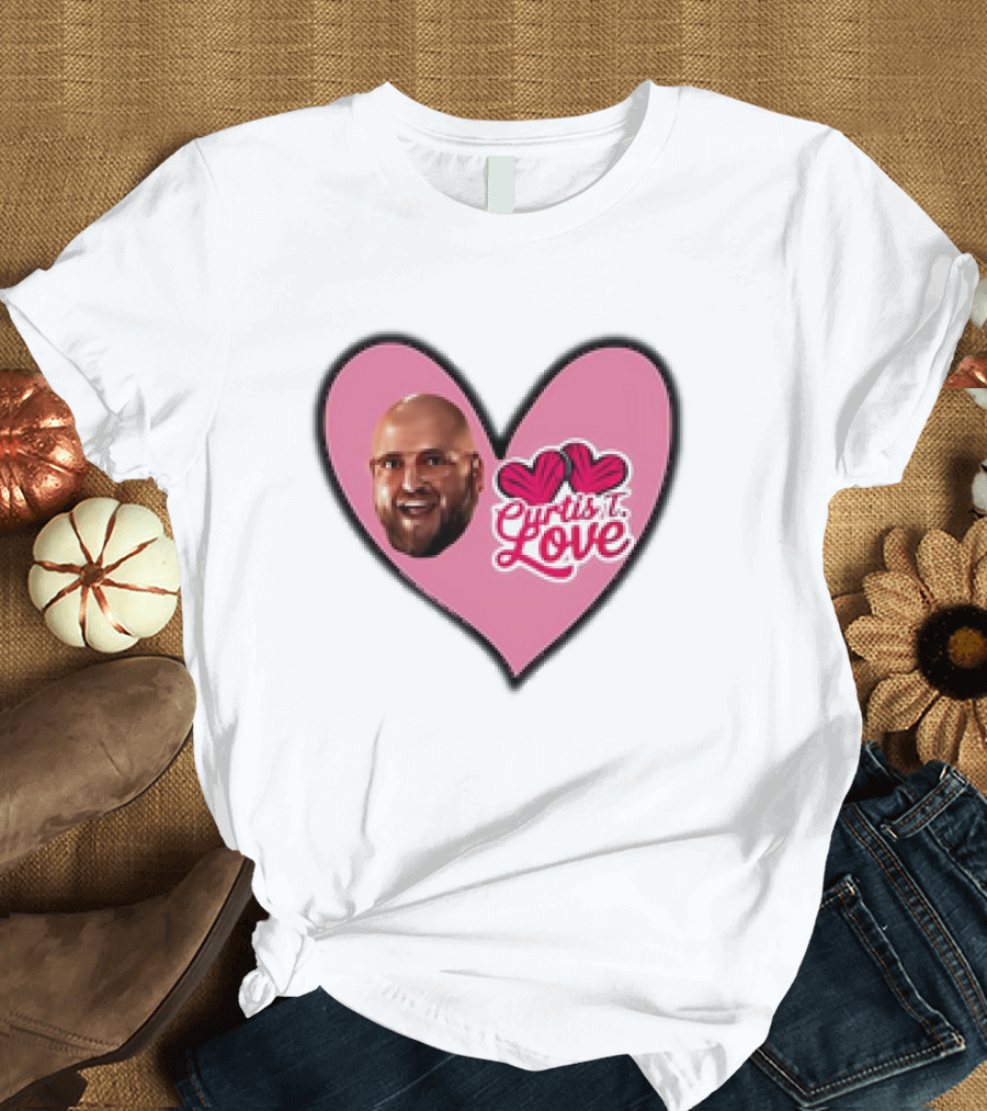 Curtis T Love Heart With Curtis Love Face And Pink Heart T-Shirt