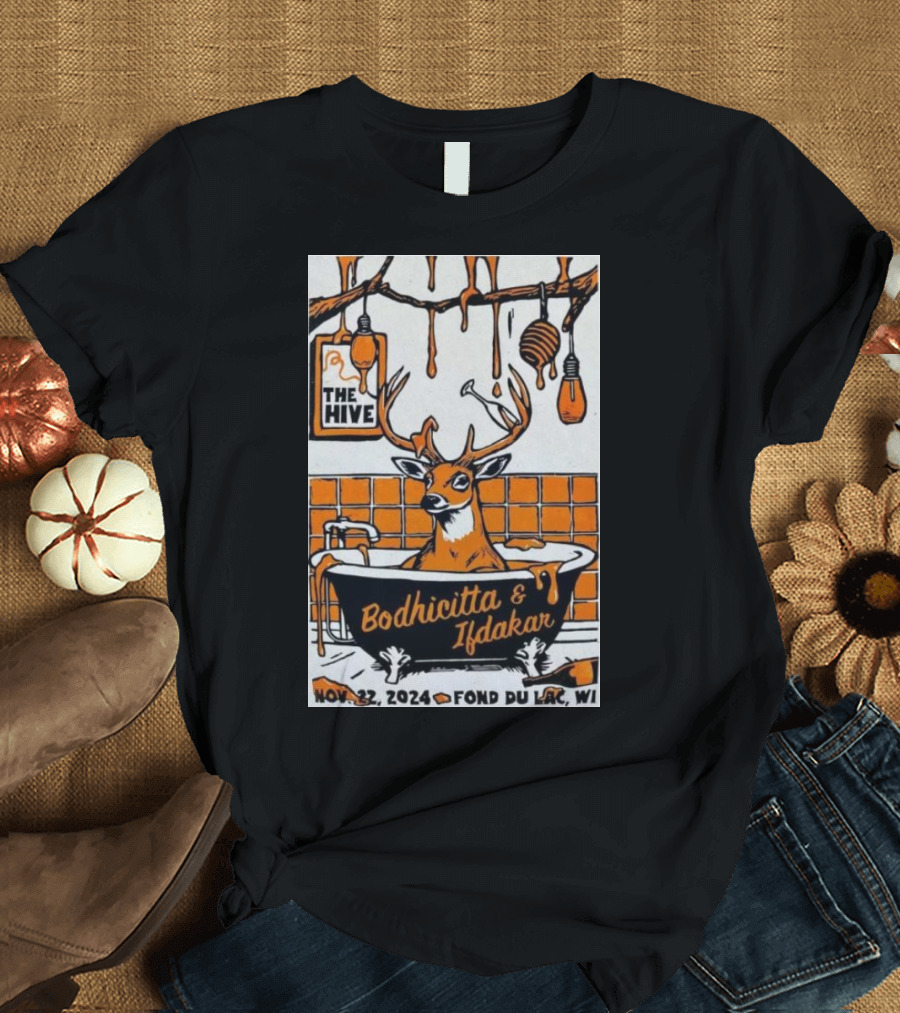 Bodhicitta and Ifdakar Live at The Hive Nov 22 2024 Fond Du Lac WI with Deer and Honeycomb T-Shirt