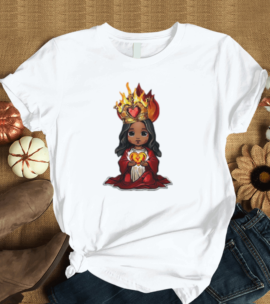 Santo Nino Icon with Flaming Heart and Crown in Philippines T-Shirt