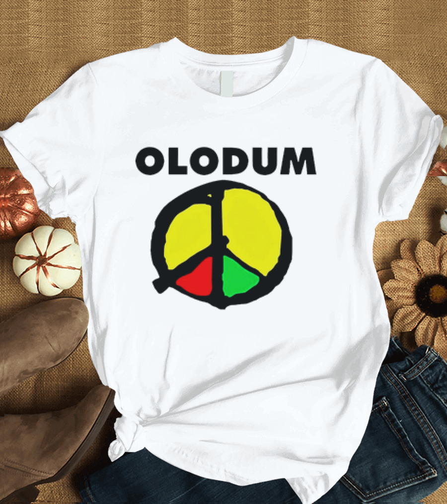 Olodum Peace Symbol with Red Yellow Green Segments T-Shirt